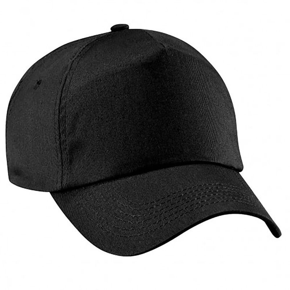 Beechfield Plain Unisex Junior Original 5 Panel Baseball Cap / Black